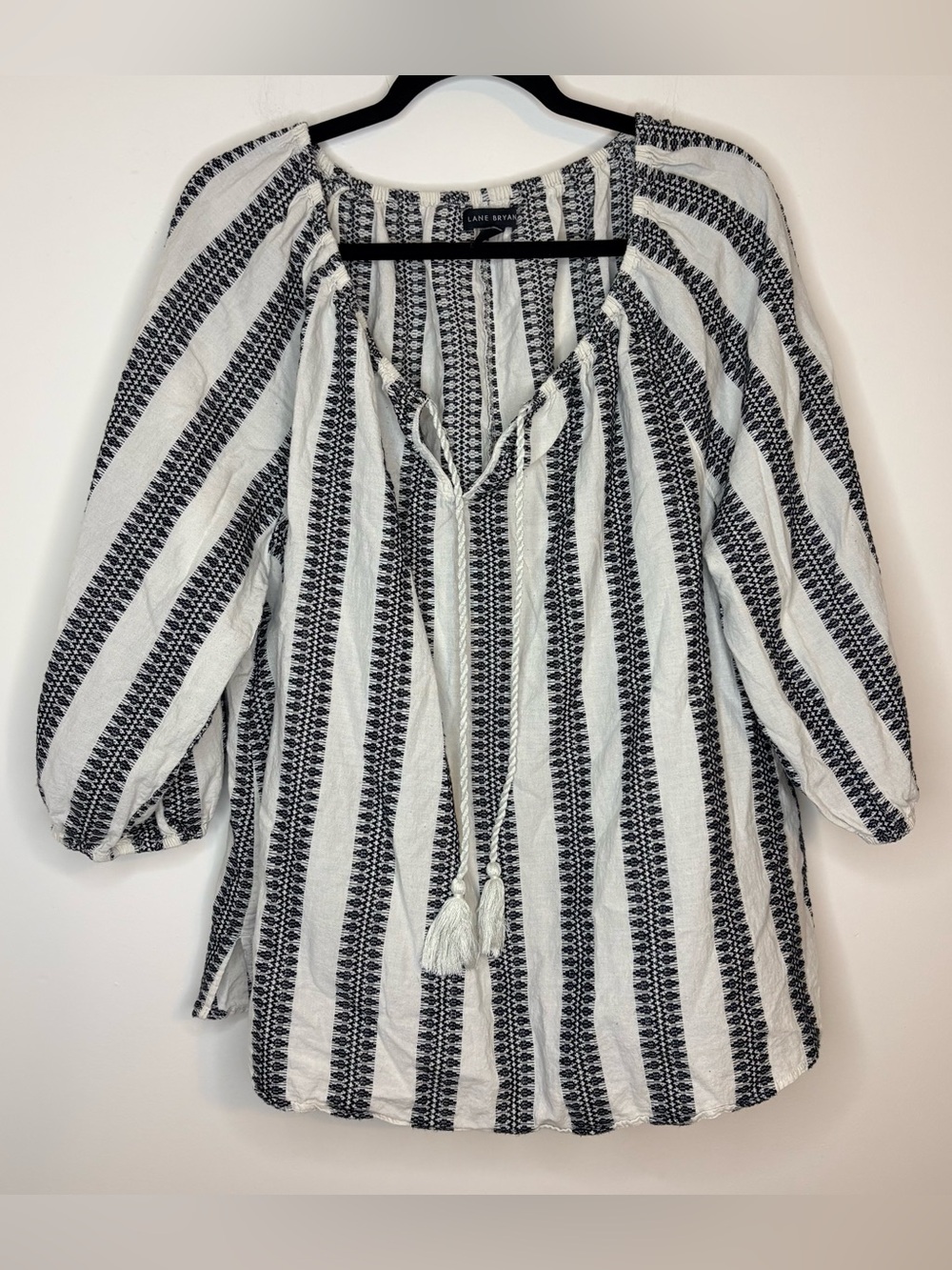 Lane Bryant Boho Black & White Striped Peasant Tunic Size 18/20 100% Cotton